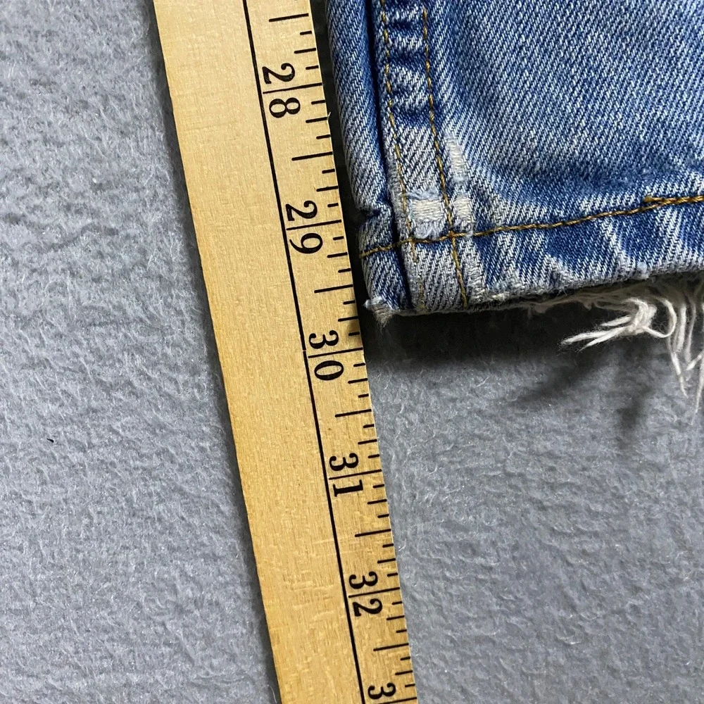 Y2K Levi's 505 Regular Fit Jeans Mens 36x30 Light Wash Blue Distressed Denim